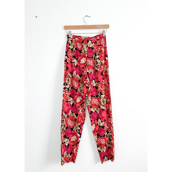 Vintage 90’s Laura Ashley Floral Cotton High Rise Tapered Leg Pants xs small - Picture 3 of 6